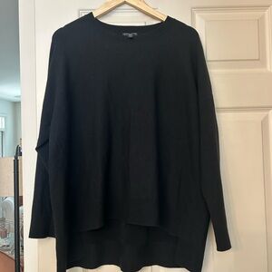 Eileen Fisher Classic Black High Low Crew Neck Sweater.